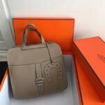 Grey AAA Replica Hermes Halzan Elegant Leather Tote - Image 5