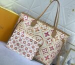 Louis Vuitton LV By The Pool Monogram Tiles Canvas Neverfull MM Tote In Coral - Image 2