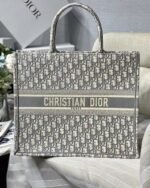 Dior Large Book Tote Bag Replica in Grey Dior Oblique Embroidery - Image 8