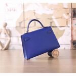 Electric Blue Epsom Fake Hermes Kelly 20cm Statement Bag - Image 4