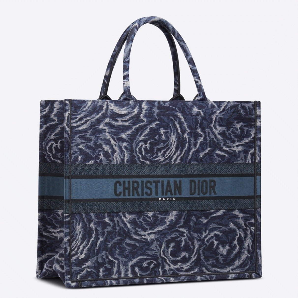 8CEC6EA7-34DB-DB4B-533E-D98CD099A49D.jpg Dior Large Book Tote Bag Replica in Blue Dior Roses Embroidery - Image 1