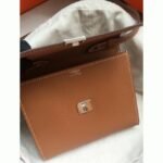 Brown perfect fake Hermes Clic wallet with strap - Image 6
