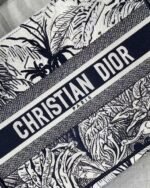 Dior Medium Book Tote Bag Fake in Blue Toile de Jouy Palms Embroidery - Image 3