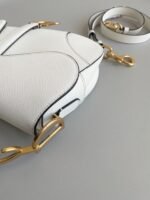 Dior Saddle Bag with Strap Replica in White Grained Calfskin - Image 5