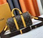 Louis Vuitton Monogram Macassar Canvas Keepall Bandouliere 25 In Safran Yellow - Image 4