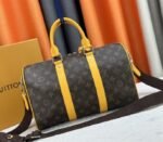 Louis Vuitton Monogram Macassar Canvas Keepall Bandouliere 35 In Safran Yellow - Image 4