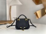 Top Quality Knockoff Chloe Marcie Mini Double Carry Bag in Black Grained Leather - Image 7
