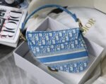 Dior Saddle Bag Fake in Cornflower Blue Dior Oblique Embroidery - Image 6