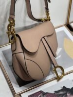 Dior Saddle Bag with Strap Faux in Warm Taupe Grained Calfskin - Image 4