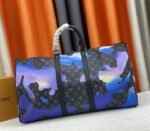 Louis Vuitton Monogram Eclipse Keepall 55 Bandouliere Travel Bag In Blue Sunrise - Image 2