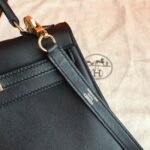 Black Swift Replica Hermes Kelly 25cm Retourne Soft Bag - Image 4