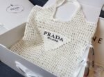 Prada Large Tote Bag Replica in White Woven Raffia - Image 6