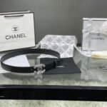 Chanel Red Patent Leather CC Logo Belt