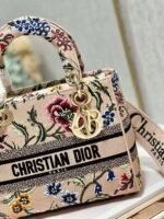 Dior Lady D-Lite Medium Bag Fake in Beige Raffia Embroidered with Dior Petites Fleurs - Image 5