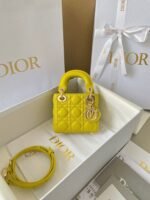 Dior Lady Dior Micro Bag Fake in Yellow Cannage Lambskin - Image 9