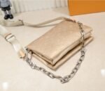 Louis Vuitton Coussin PM Bag In Light Gold With Jacquard Strap - Image 4