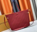 Louis Vuitton Neverfull Bandouliere Inside Out MM Tote In Monogram Canvas And Rouge Sari Textile - Image 4