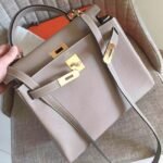 Grey Clemence Replica Designer Hermes Kelly Retourne 28cm Elegant Tote - Image 7