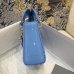 Dior Lady Dior Micro Bag Faux in Blue Patent Cannage Calfskin - Image 7