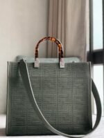 Top Quality Replica Fendi Sunshine Medium Tote Bag In Green FF Fabric - Image 7