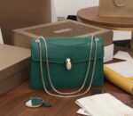 Replica Bvlgari Serpenti Forever Large Shoulder Bag Green Calfskin - Image 6
