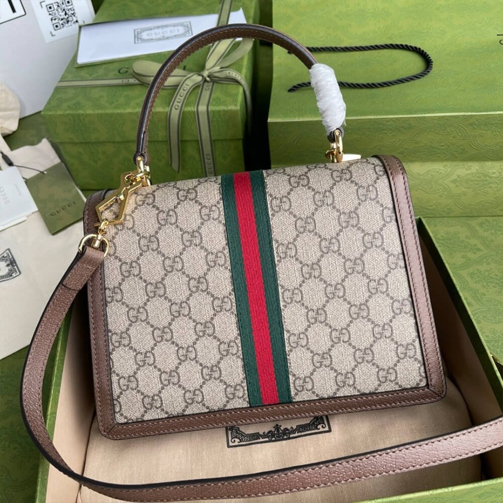 9132DD0A-7D28-C35C-B81F-C352AA32AE3D.jpg GUCCI BAMBOO 1947 JUMBO GG SMALL TOP HANDLE BAG - Image 1