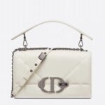 Dior 30 Montaigne Chain Bag with Handle Replica in White Lambskin