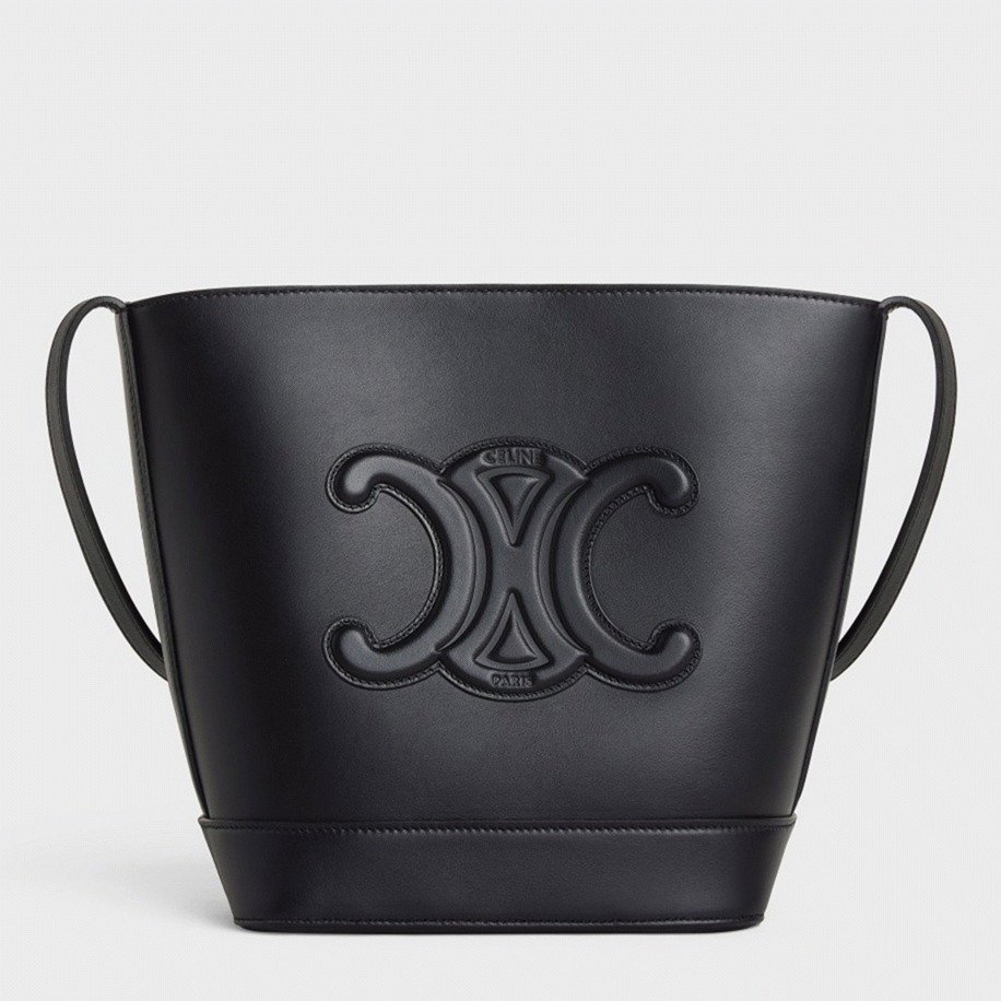 91844DAE-4F1A-5D2C-C456-92E93F312B61.jpg Top Quality Knockoff Celine Small Bucket Cuir Triomphe In Black Calfskin - Image 1