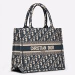 Dior Small Book Tote Bag Replica in Blue Dior Oblique Embroidery