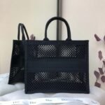 Dior Large Book Tote Bag Knockoff in Black Mesh Embroidery - Image 6