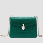 Fake Bvlgari Serpenti Forever Small Crossbody Bag Green Leather