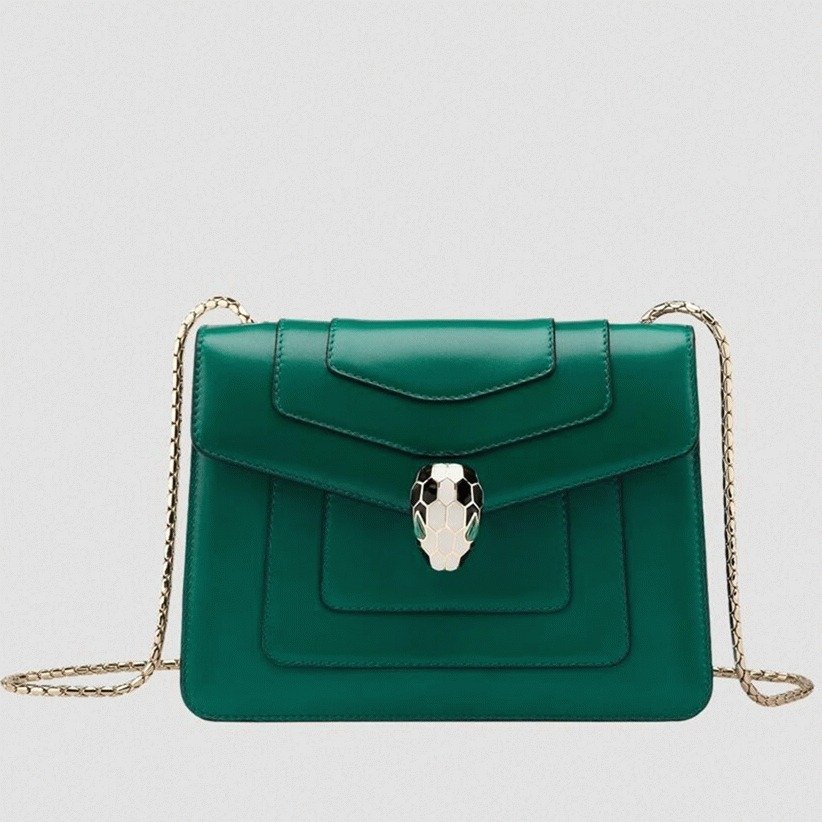 92187198-5C2D-57B9-8C34-C526AC448202.jpg Fake Bvlgari Serpenti Forever Small Crossbody Bag Green Leather - Image 1