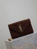 Saint Laurent Envelope Triquilt Small YSL Shoulder Bag in Suede - Image 2