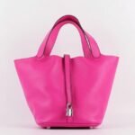 Rose red fake Hermes Picotin Lock handbag