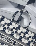 Dior Large Book Tote Bag Knockoff in Blue and White Dior Etoile Embroidery - Image 2