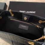 YSL Saint Laurent classic reproduction crocodile pattern shopping bag with detachable chain, bronze metal chain - Image 9