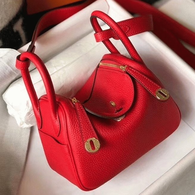 93CE5C3C-857F-D025-12C9-4C8E7C8362D8.jpg Fake designer Hermes Lindy Mini handbag in red - Image 1