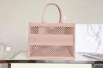 Dior Large Book Tote Bag Replica in Beige Mesh Embroidery - Image 3