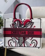Dior Medium Book Tote Bag Fake in Latte Multicolor Cupidon Embroidery - Image 5