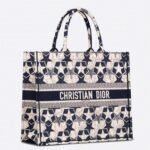 Dior Large Book Tote Bag Knockoff in Blue and White Dior Etoile Embroidery