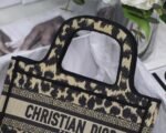 Dior Mini Book Tote Bag Knockoff in Beige Multicolor Mizza Embroidery - Image 2