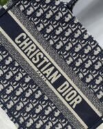 Dior Medium Book Tote Bag Replica in Blue Dior Oblique Embroidery - Image 3