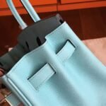 Blue Atoll Color Faux Designer Hermes Birkin 35cm Handbag - Image 5