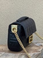 Top Quality Fake Fendi Baguette Chain Midi Bag In Black - Image 3