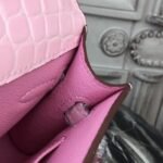 Pink Crocodile Replica Hermes Kelly Cut Clutch Feminine Tote - Image 8