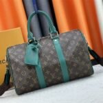 Louis Vuitton Monogram Macassar Canvas Keepall Bandouliere 35 In Borneo Green
