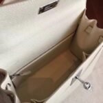 White Epsom Knockoff Hermes Kelly Sellier 28cm Structured Handbag - Image 6