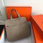 Grey AAA Replica Hermes Halzan Elegant Leather Tote - Image 3