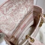 Dior Lady D-Lite Medium Bag Replica in Pink Toile de Jouy Embroidery - Image 3