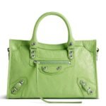 Knockoff Balenciaga Le City Small Bag Green Arena Lambskin